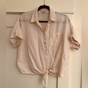 Madewell button down tie front striped shirt